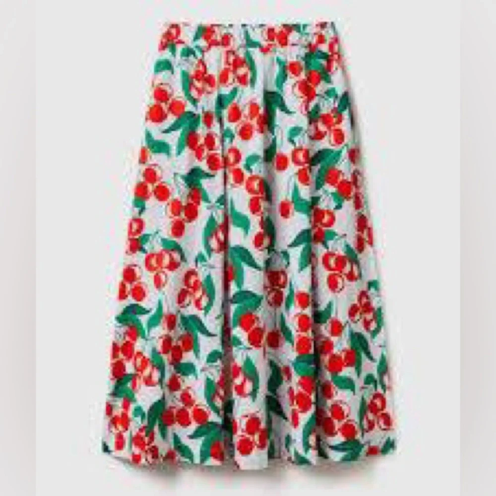 Benetton Cherry Print Set Crop Top & Midi Skirt – Size S - Picture 3 of 15